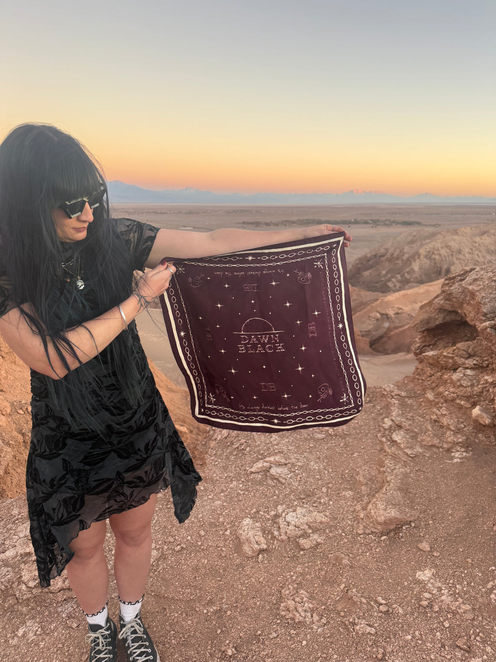 Hand Drawn 100% Silk Bandana Scarf