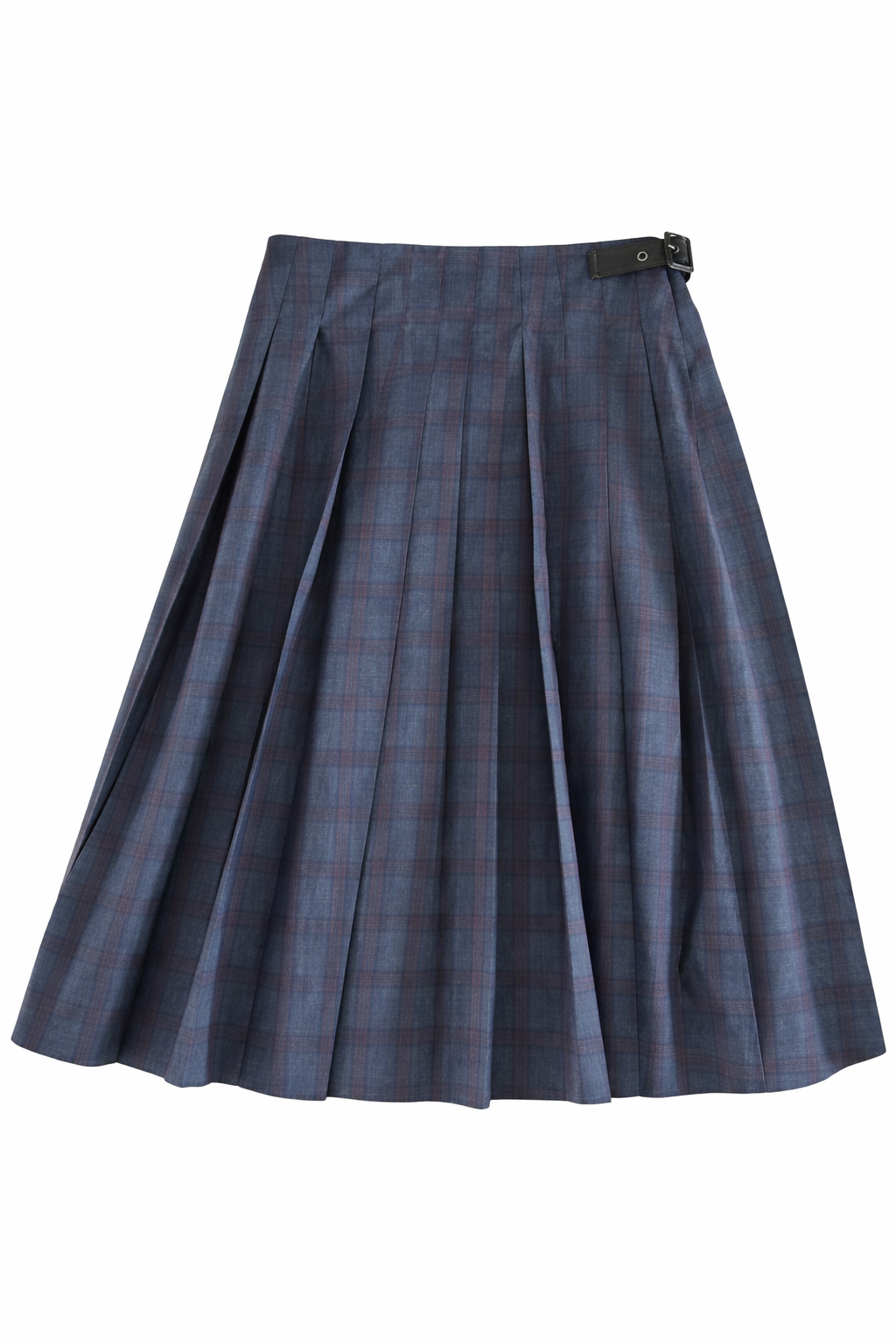Wool Tartan Long Pleated Skirt - Forest