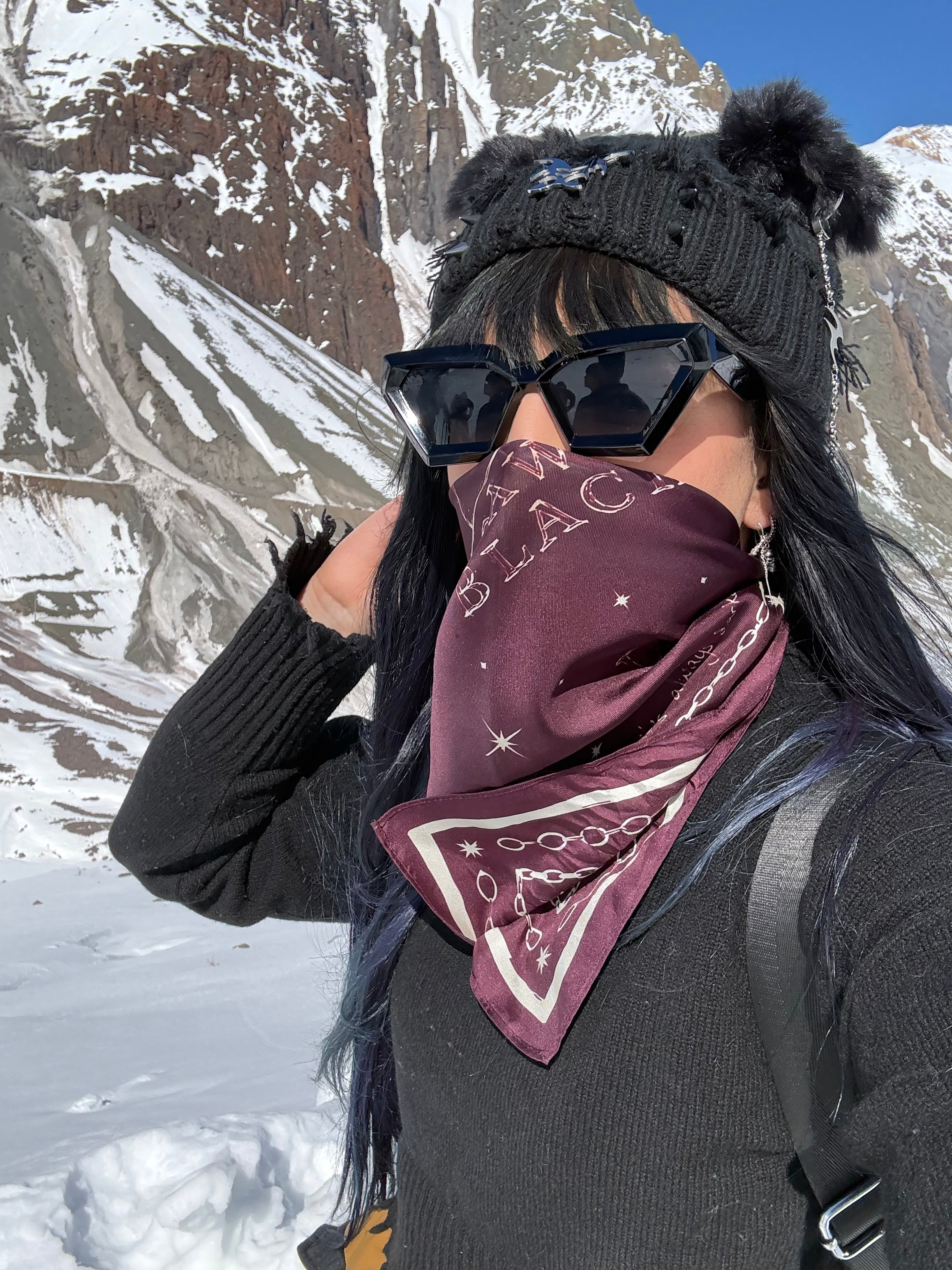 Hand Drawn 100% Silk Bandana Scarf