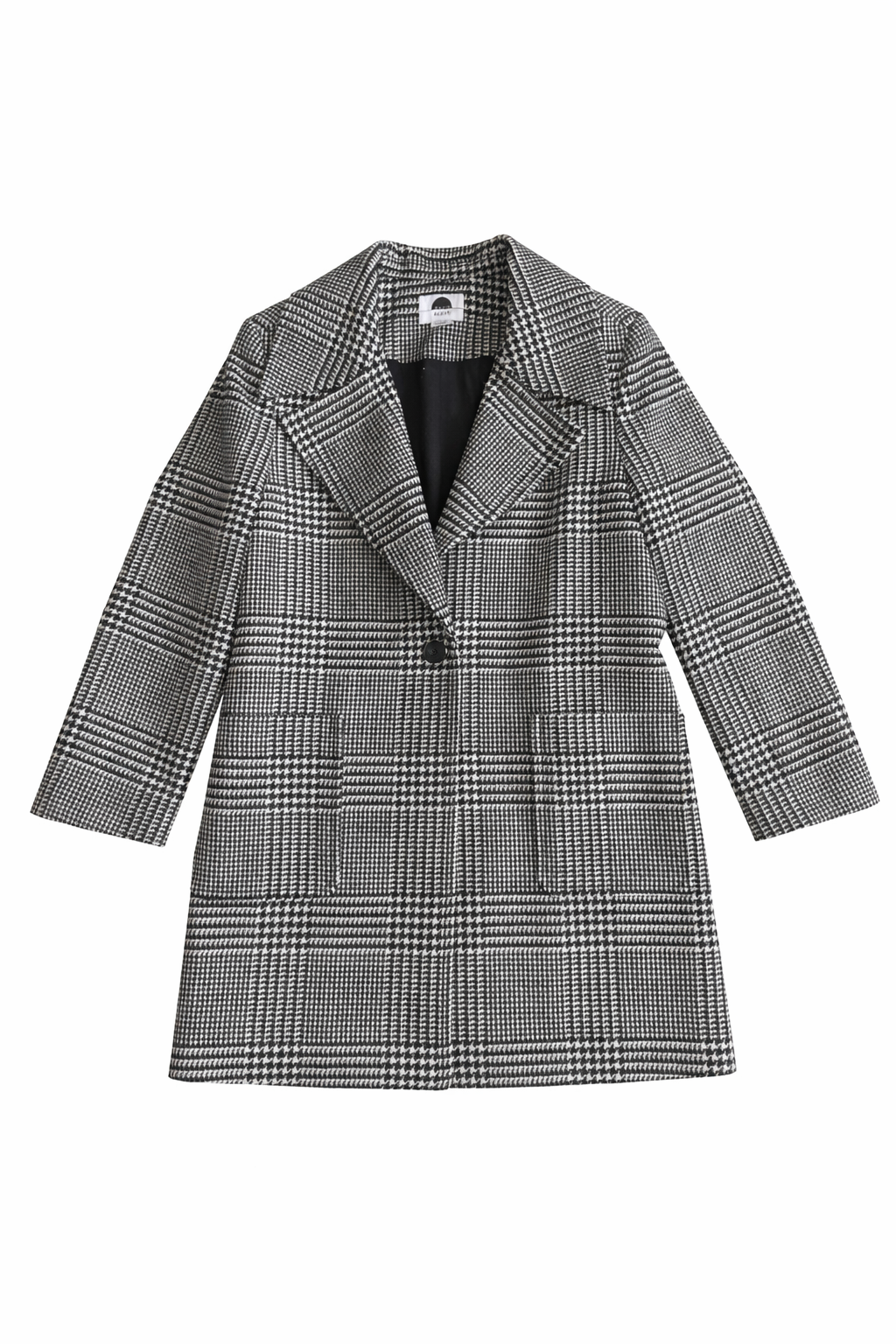 Single-Breasted Wool Coat - Houndstooth