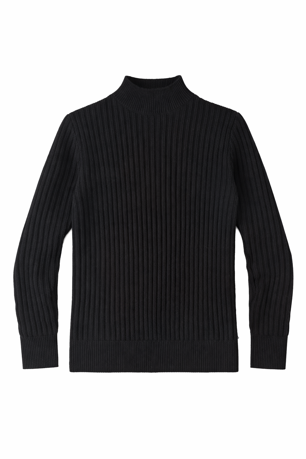 High Neck Rib Knit - Black