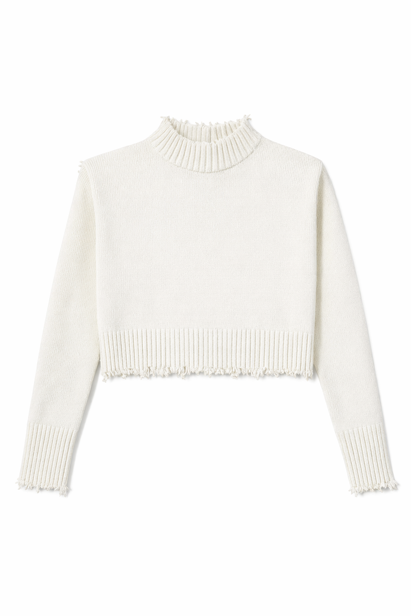 The Fractured Cropped Knit - Ecru