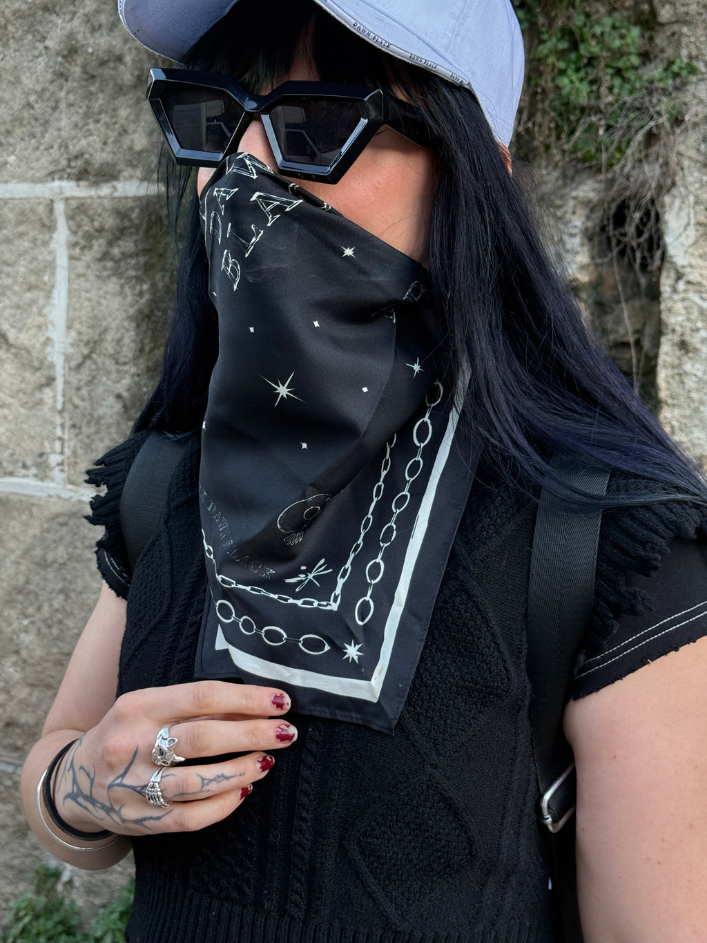 Hand Drawn 100% Silk Bandana Scarf