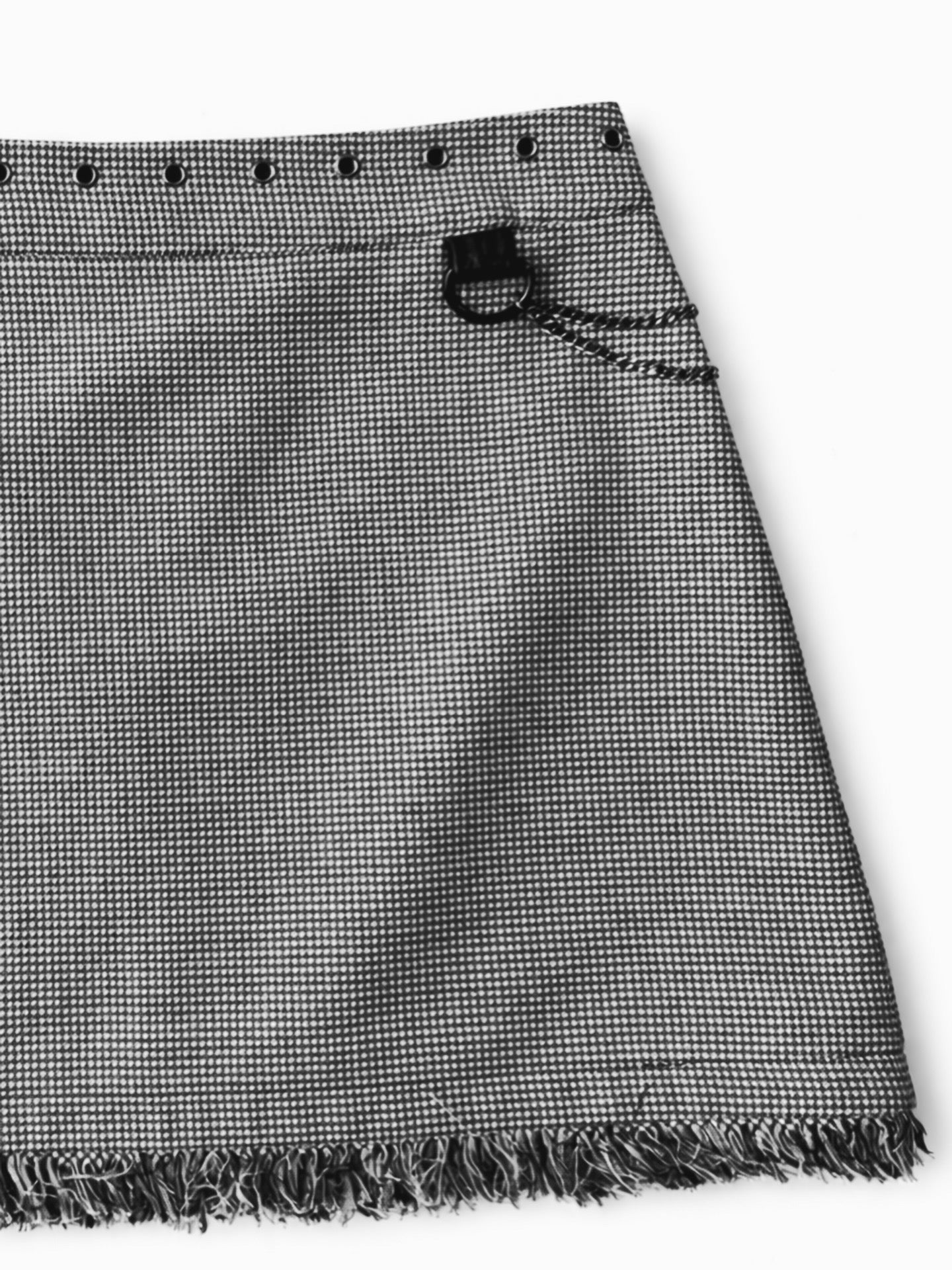 Eyelet Tailored Mini Skirt - Houndstooth