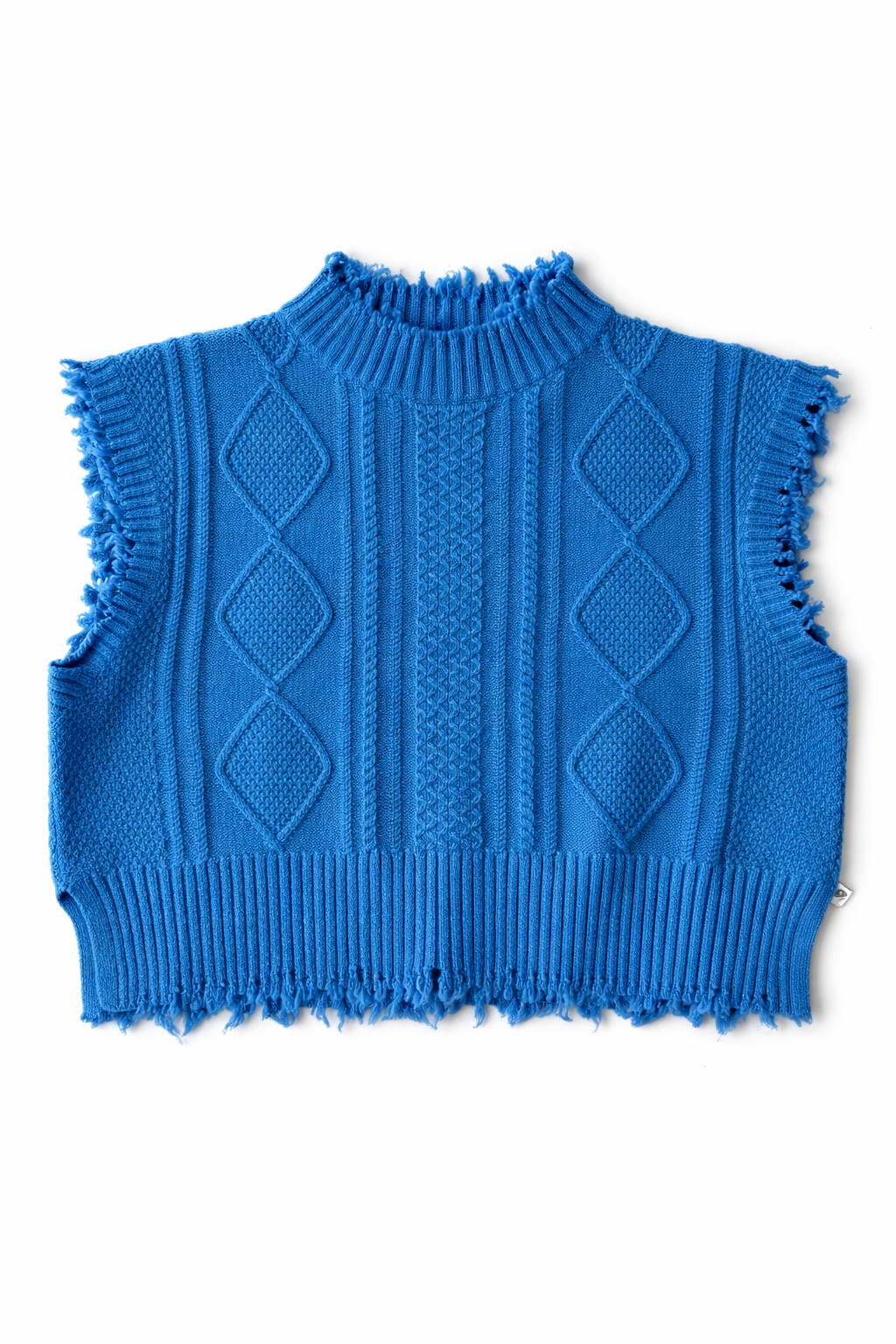 Cropped Cable Vest - Bold Blue
