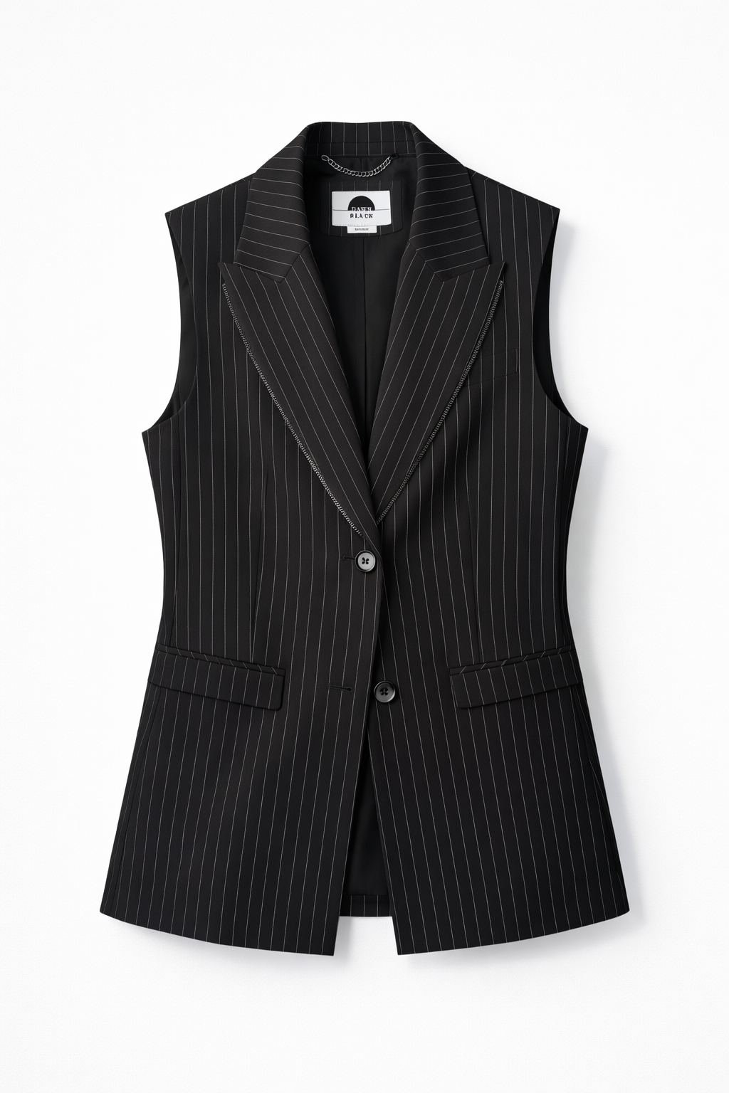 Pin Stripe Vest - Black/White