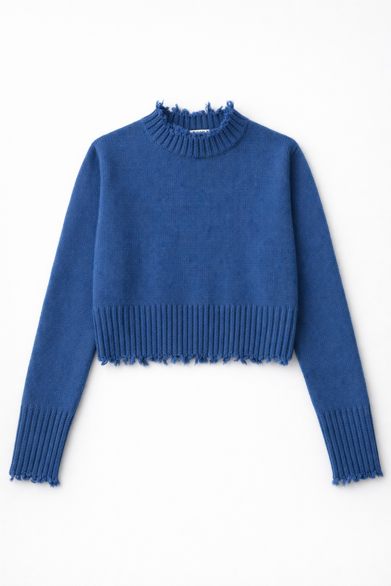 The Fractured Cropped Knit - Blue