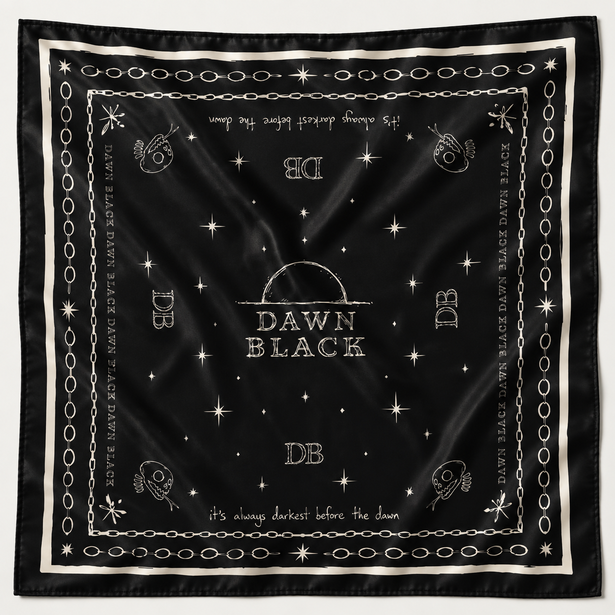 Hand Drawn 100% Silk Bandana Scarf