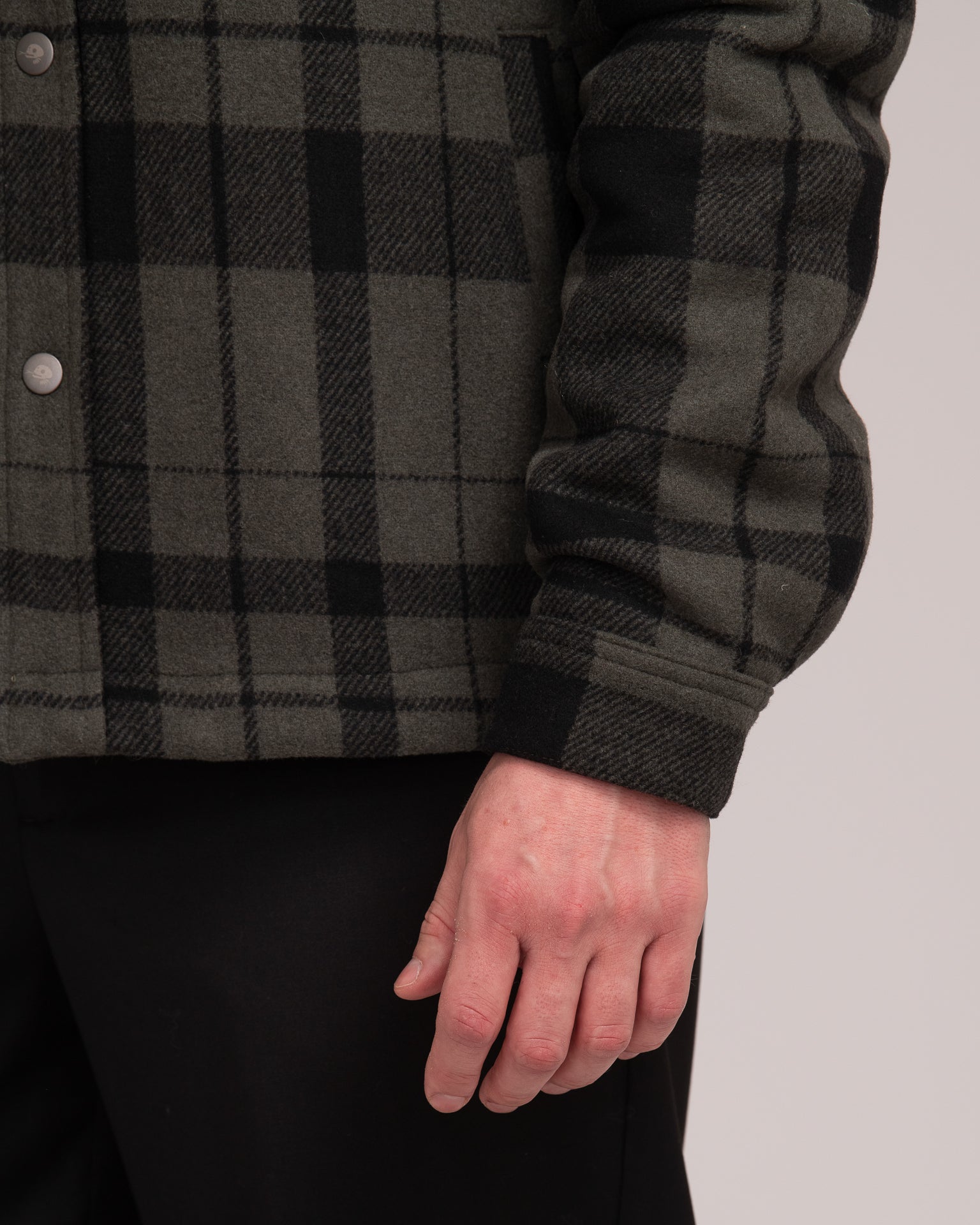Unisex Wool Blend Check Shacket - Forest
