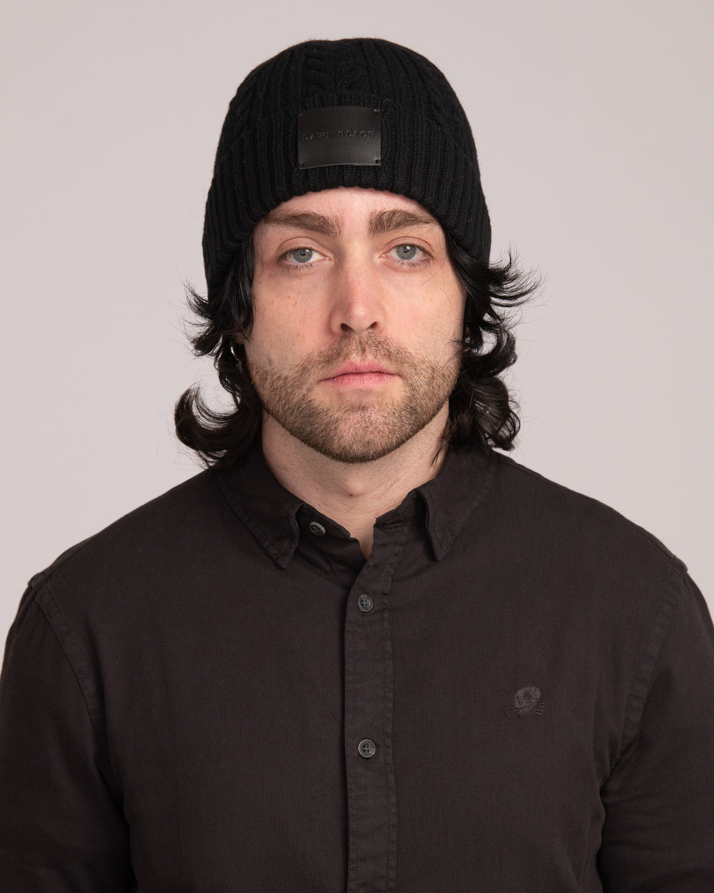 Unisex Australian Wool Cable Beanie - Black