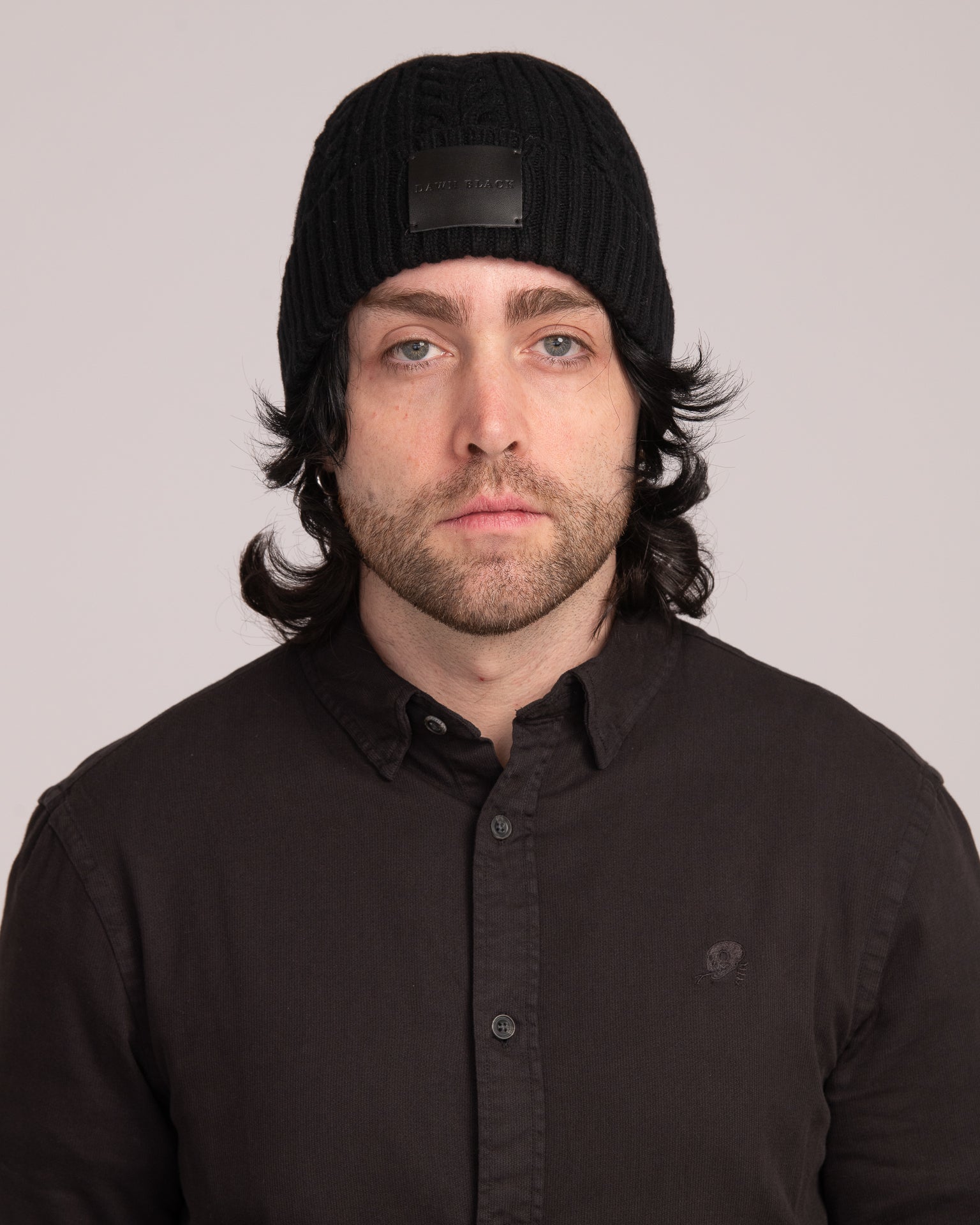 Unisex Australian Wool Cable Beanie - Black