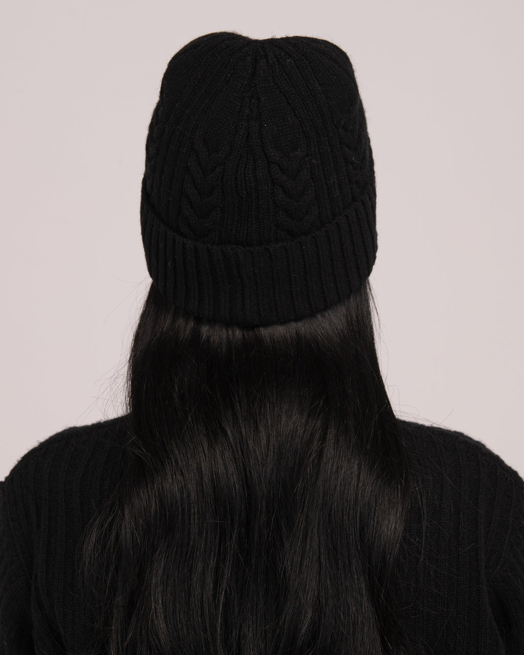 Unisex Australian Wool Cable Beanie - Black