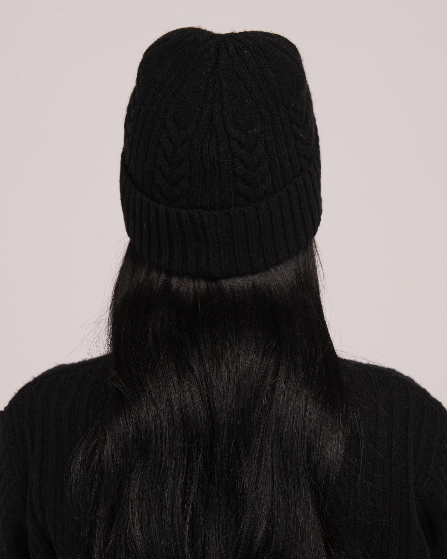 Unisex Australian Wool Cable Beanie - Black