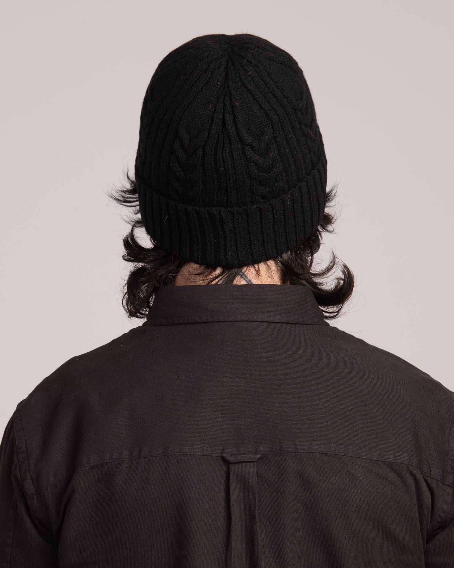 Unisex Australian Wool Cable Beanie - Black