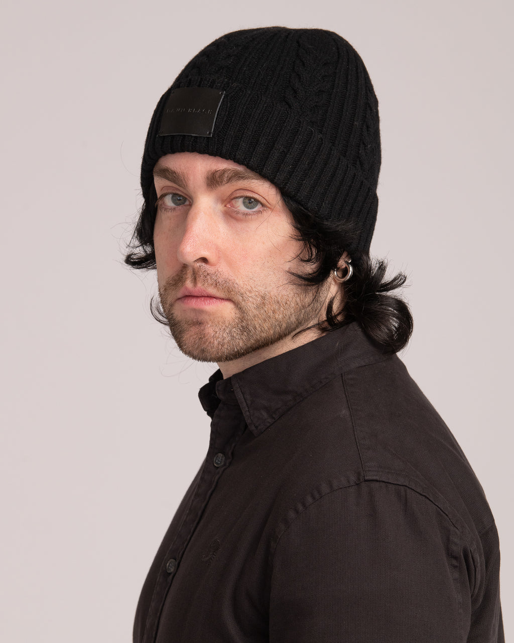 Unisex Australian Wool Cable Beanie - Black
