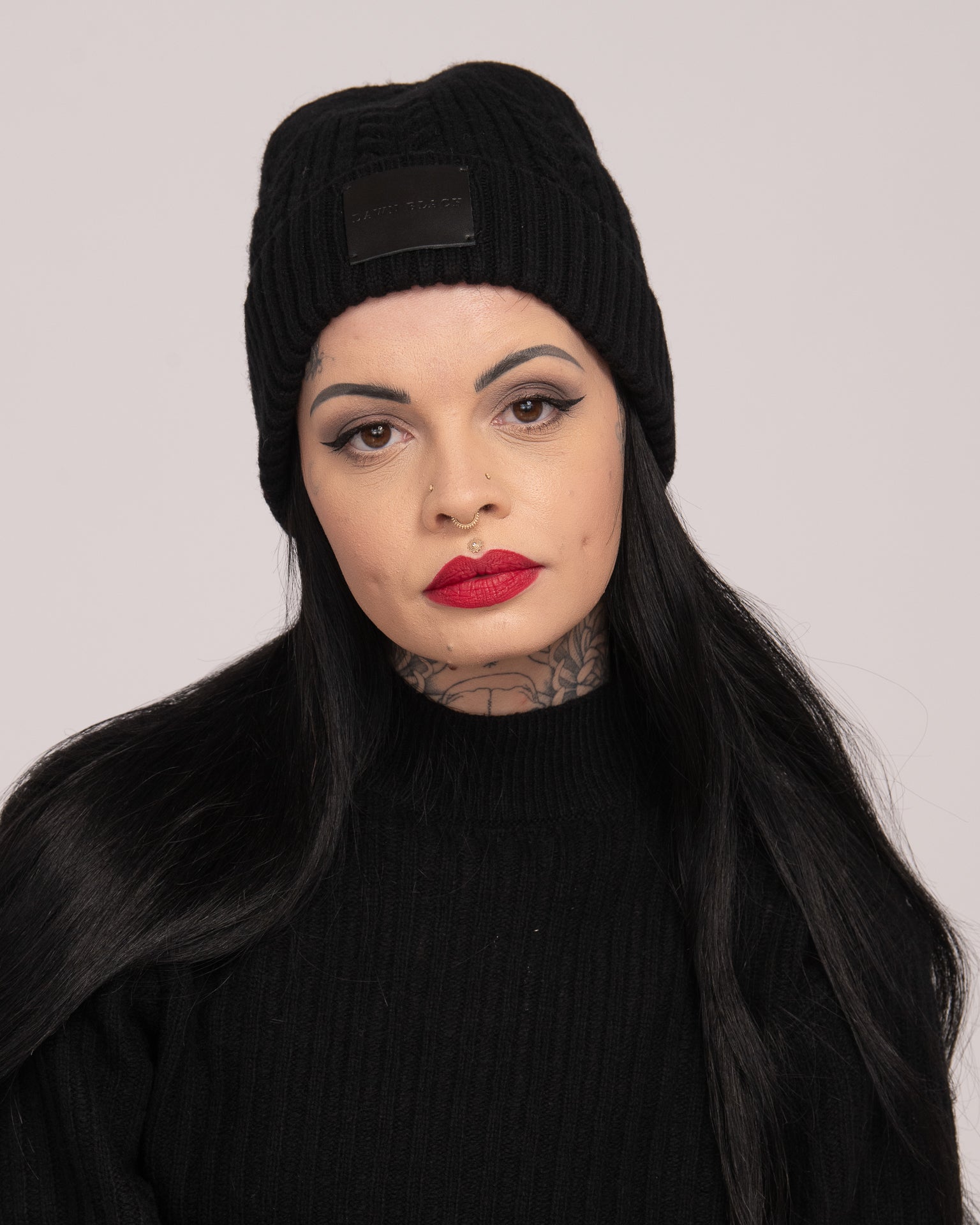 Unisex Australian Wool Cable Beanie - Black