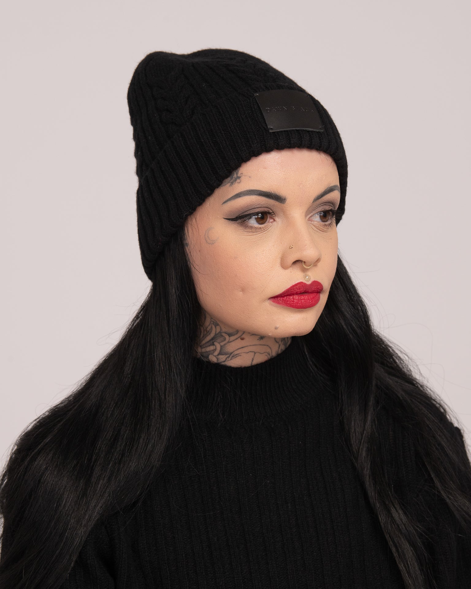 Unisex Australian Wool Cable Beanie - Black