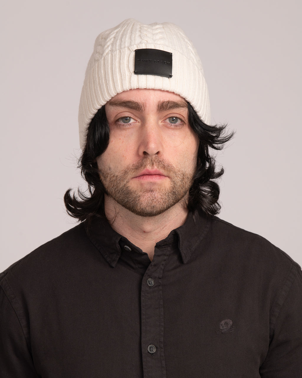 Unisex Australian Wool Cable Beanie - Ecru