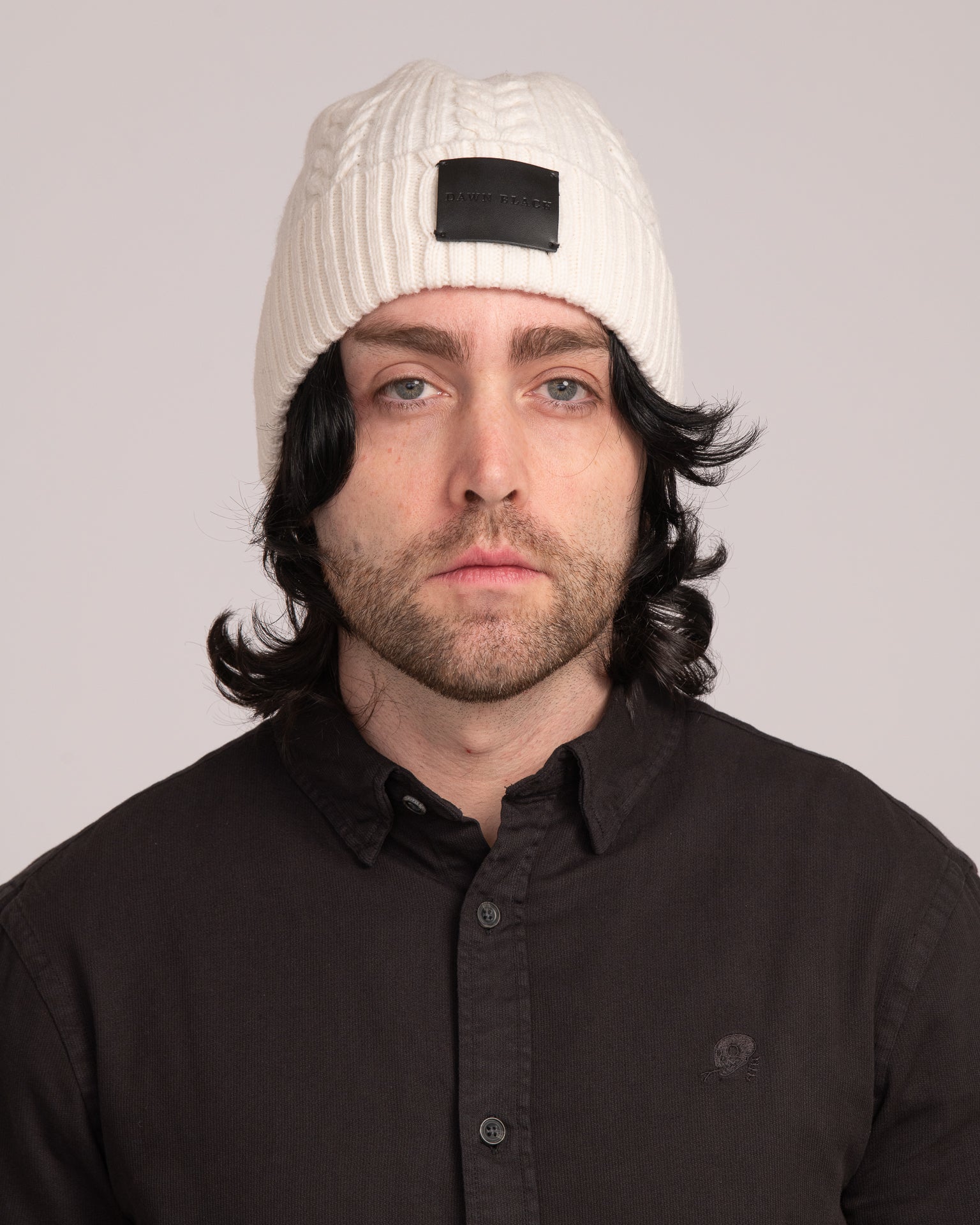 Unisex Australian Wool Cable Beanie - Ecru