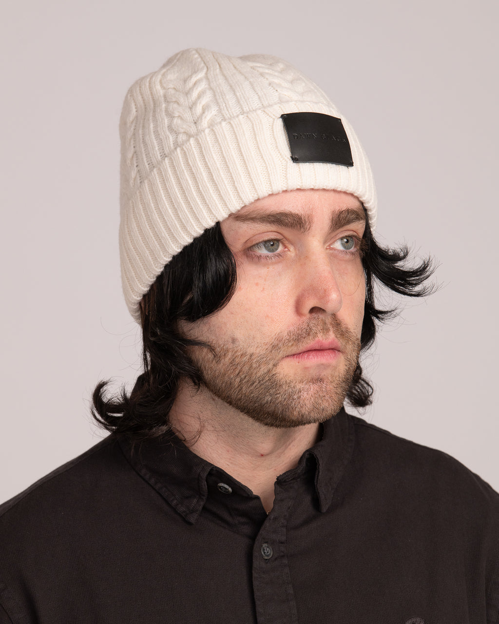 Unisex Australian Wool Cable Beanie - Ecru