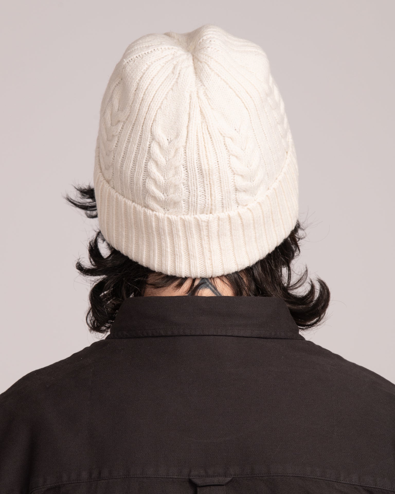 Unisex Australian Wool Cable Beanie - Ecru