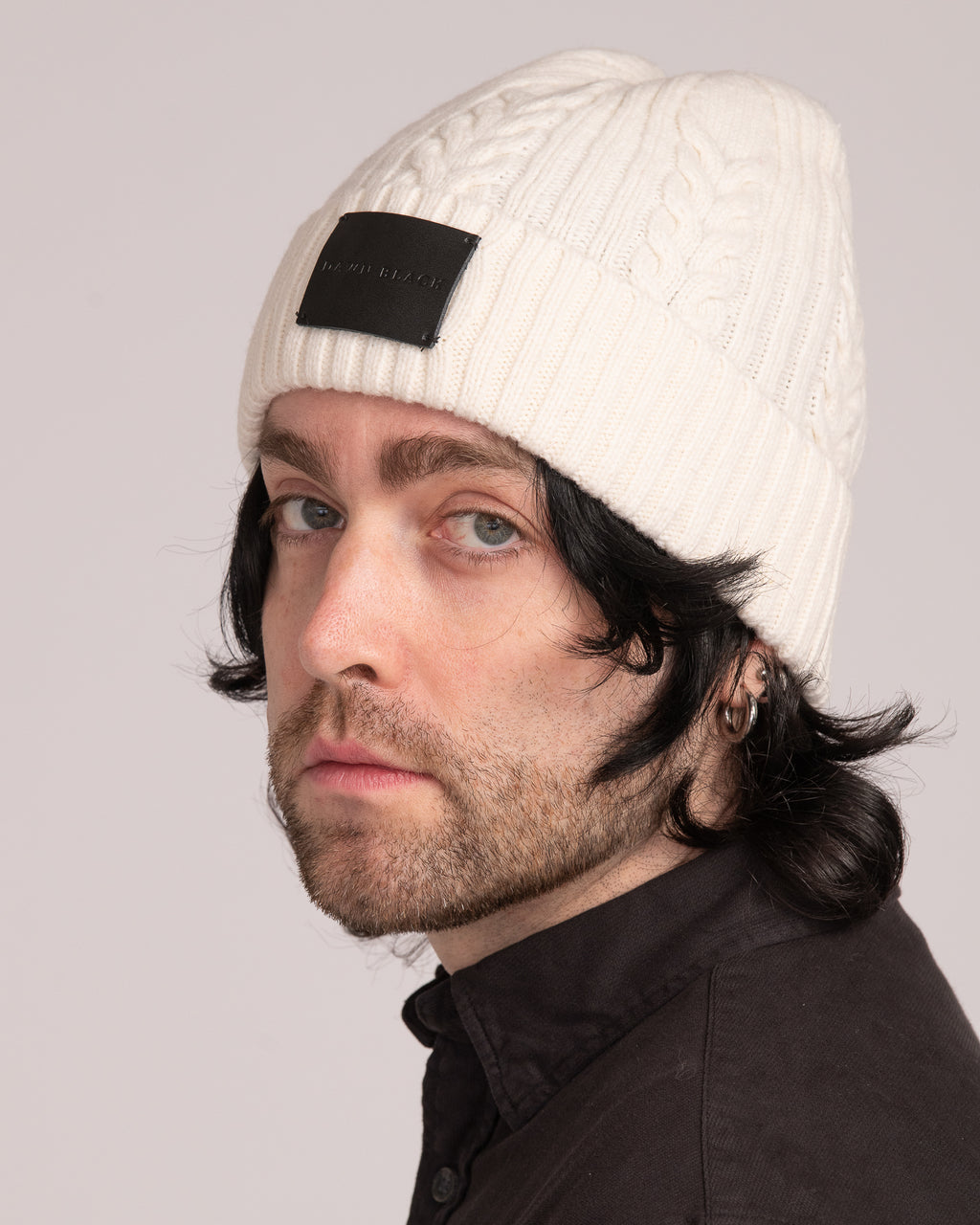 Unisex Australian Wool Cable Beanie - Ecru