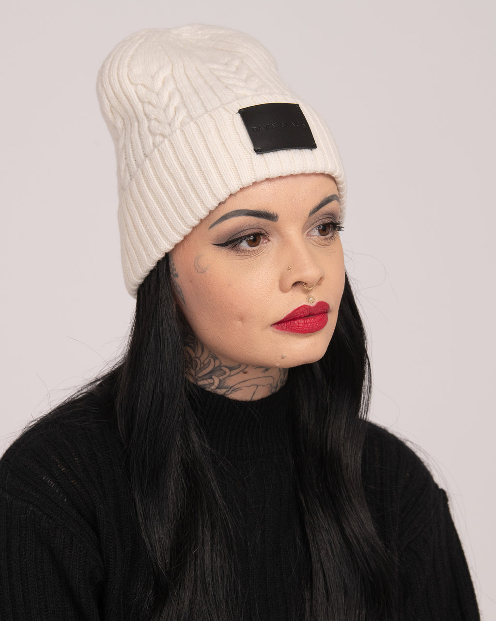 Unisex Australian Wool Cable Beanie - Ecru