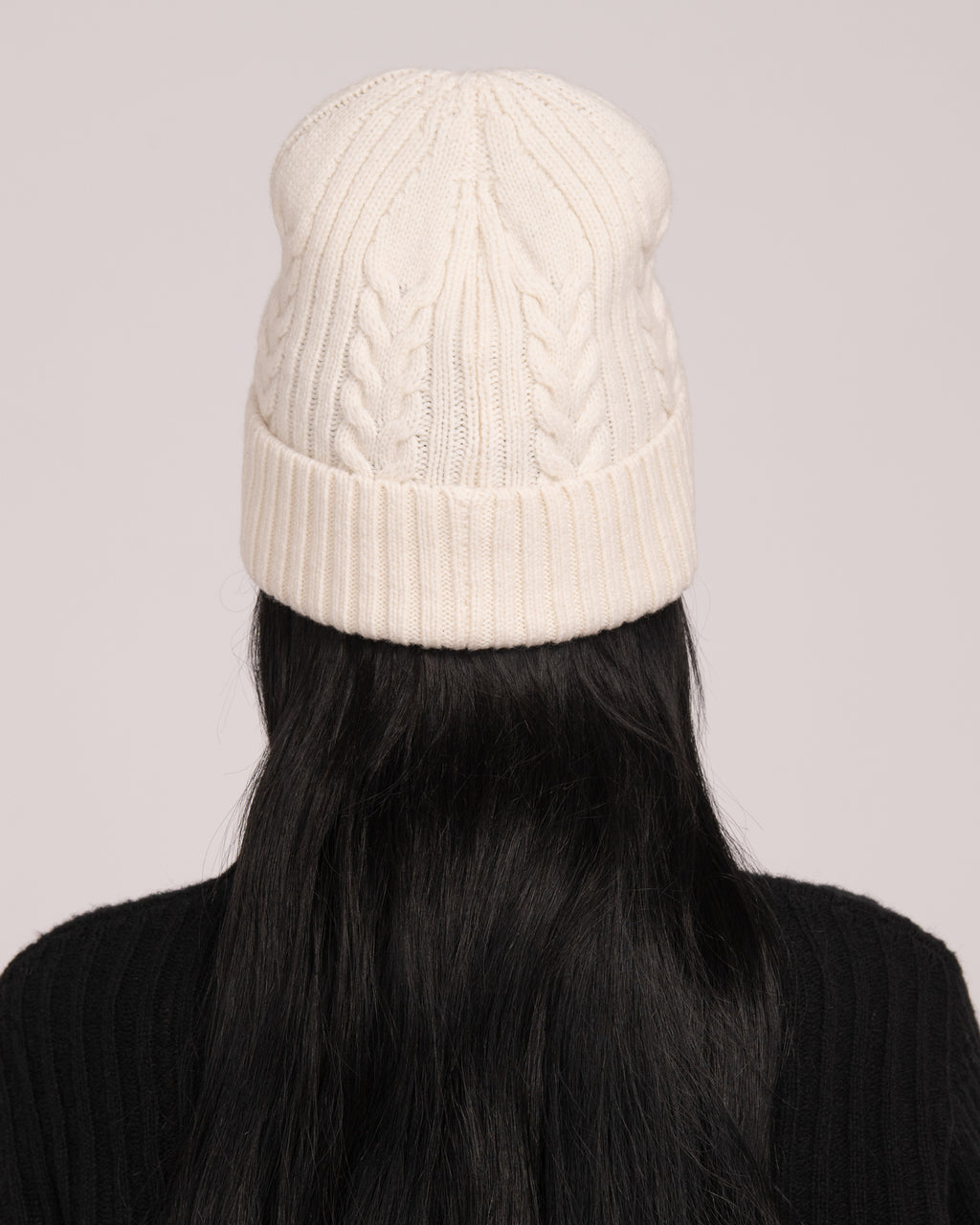 Unisex Australian Wool Cable Beanie - Ecru