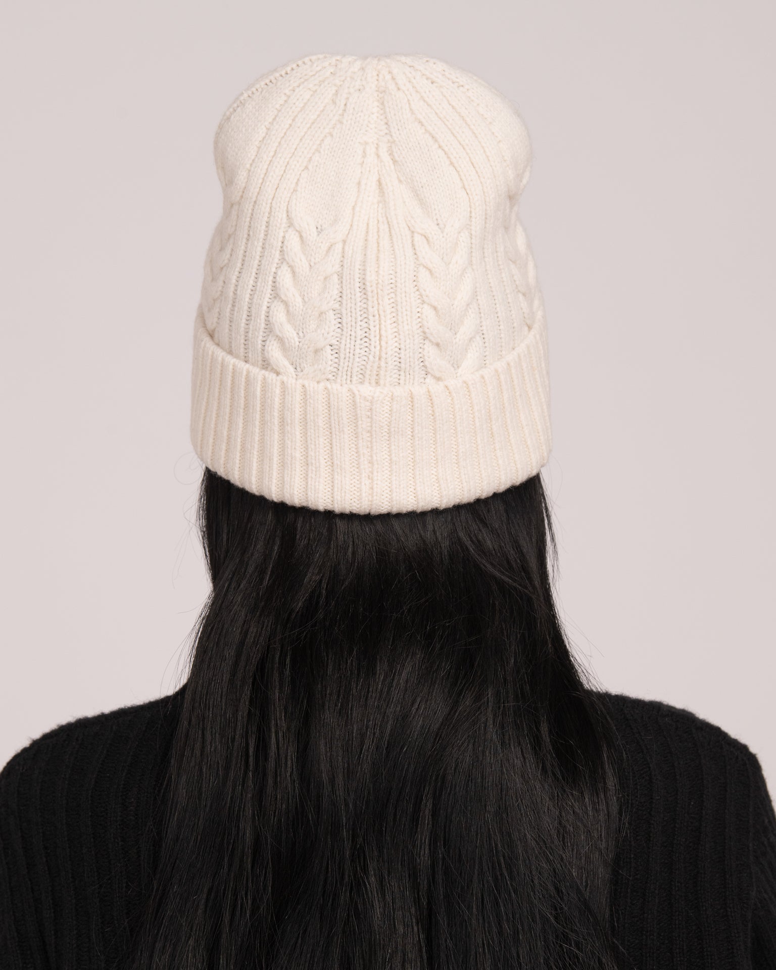 Unisex Australian Wool Cable Beanie - Ecru