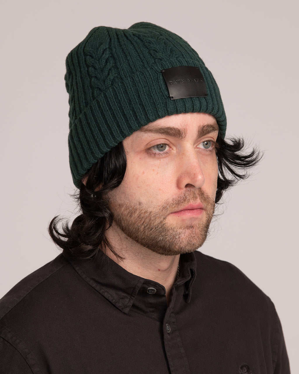 Unisex Australian Wool Cable Beanie - Forest