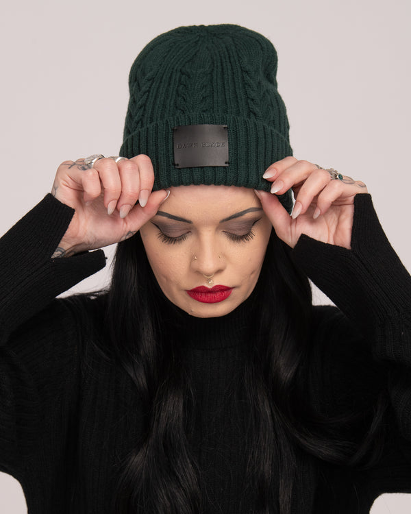 Unisex Australian Wool Cable Beanie - Forest