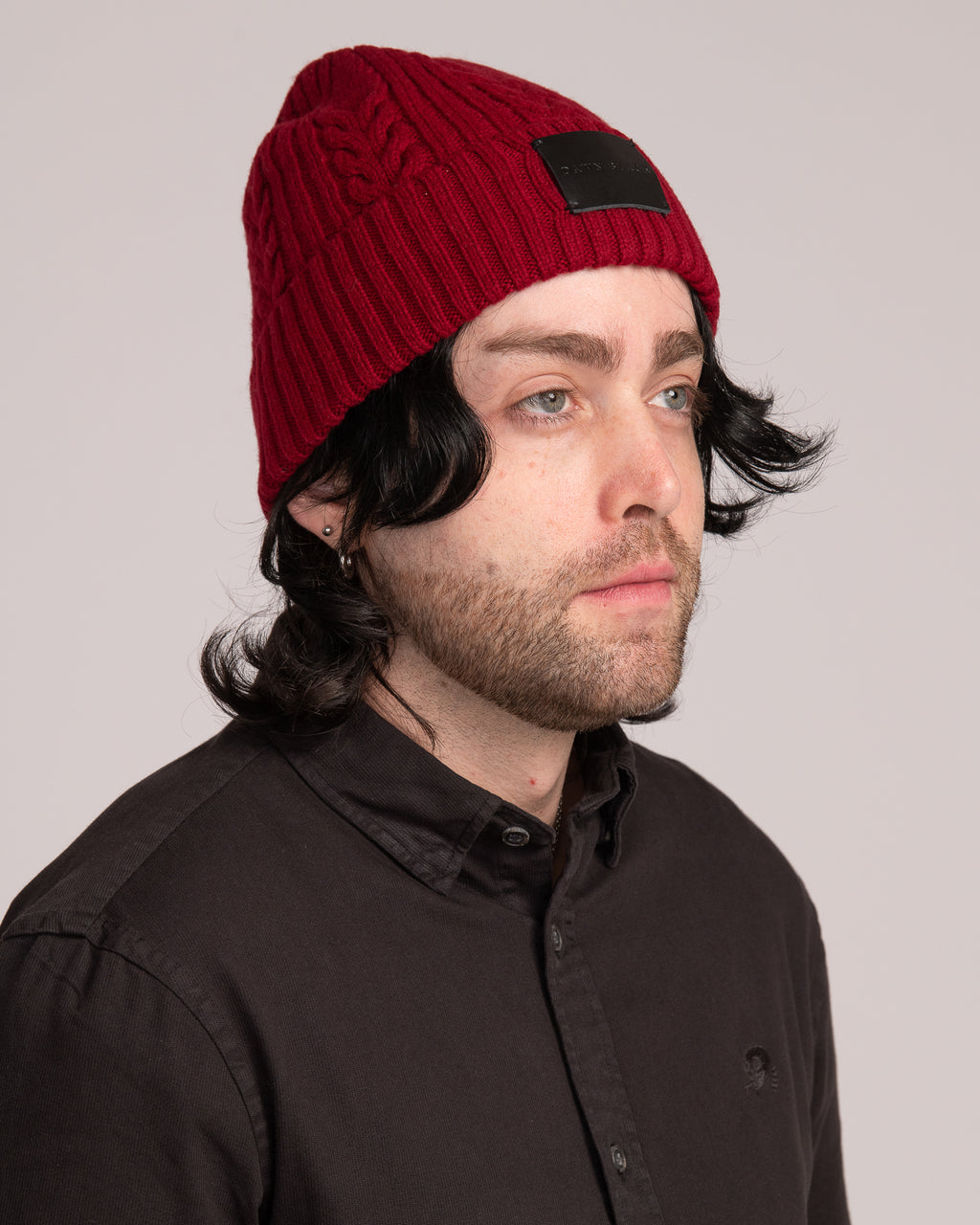 Unisex Australian Wool Cable Beanie - Merlot