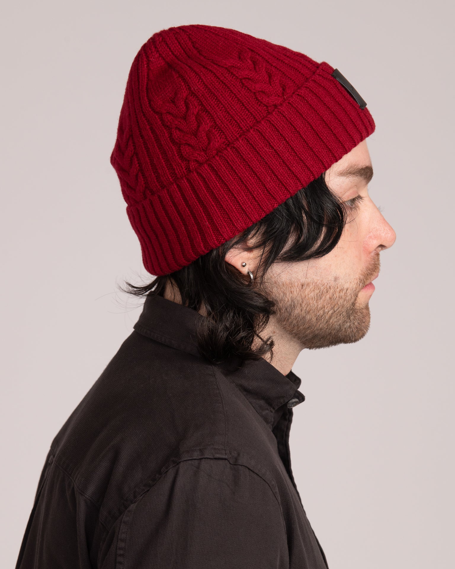 Unisex Australian Wool Cable Beanie - Merlot