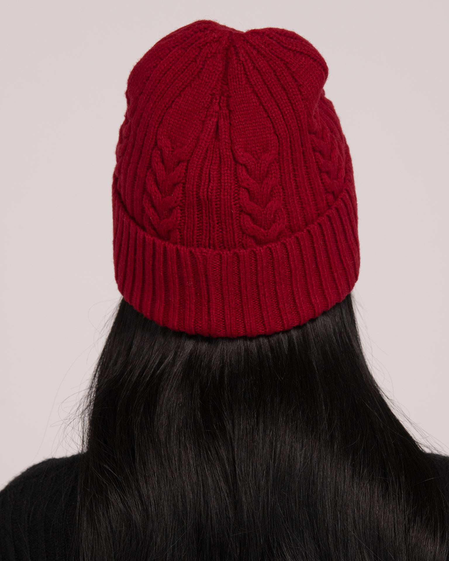 Unisex Australian Wool Cable Beanie - Merlot