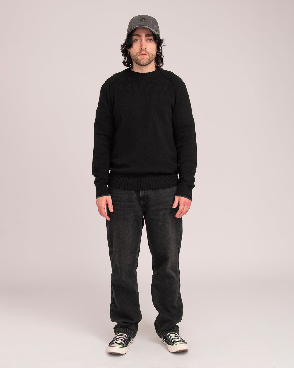 Australian Wool Men's Raglan Knit - Black