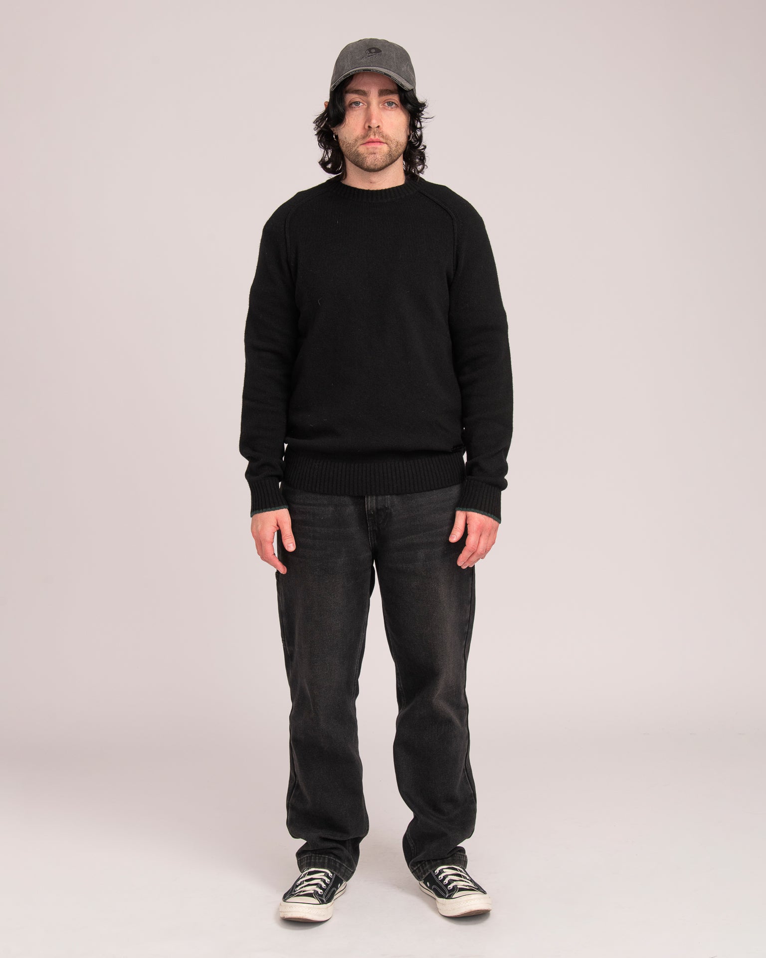 Australian Wool Men's Raglan Knit - Black