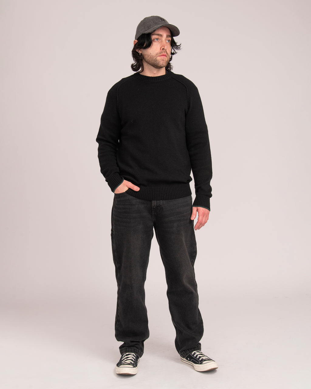 Australian Wool Men's Raglan Knit - Black