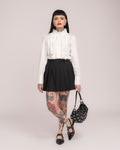 Cotton Sateen Frill Shirt - White