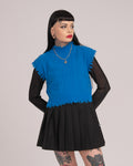 Cropped Cable Vest - Bold Blue