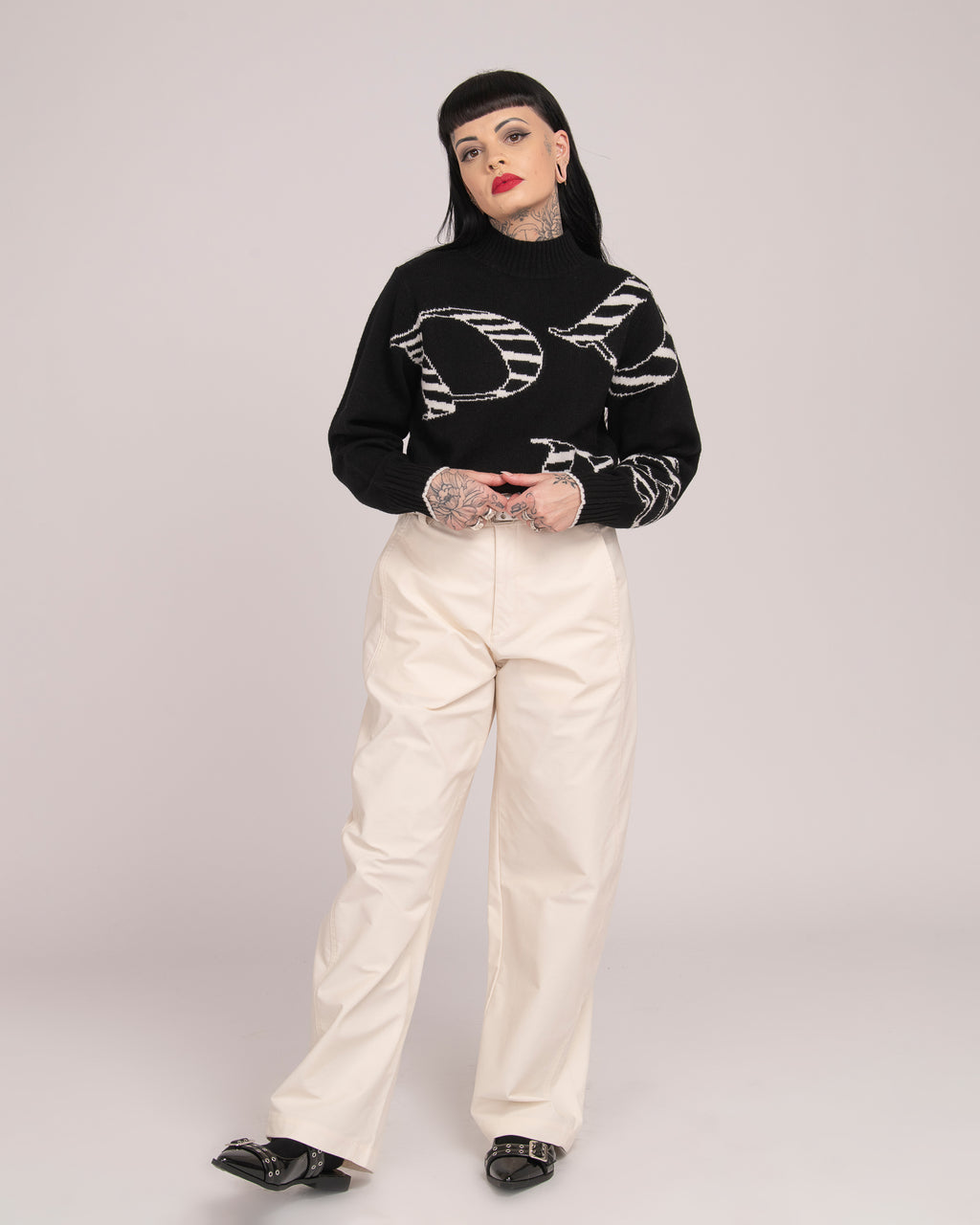 DB Aussie Wool Blend Knit Jumper - Black/White