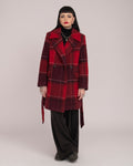 Double-Breasted Tartan Wool Coat - Merlot
