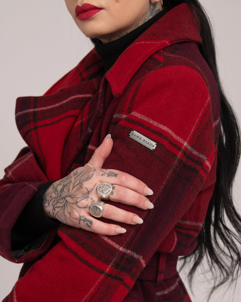 Double-Breasted Tartan Wool Coat - Merlot