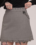 Eyelet Tailored Mini Skirt - Houndstooth