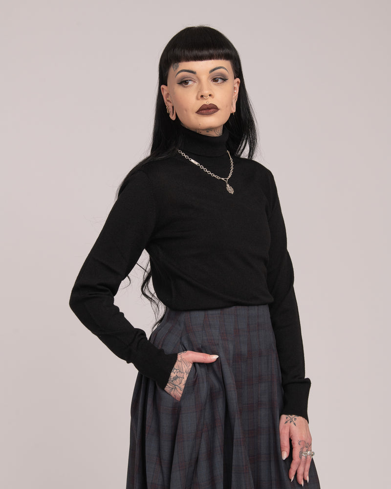 Australian Merino Wool Turtle Neck - Black