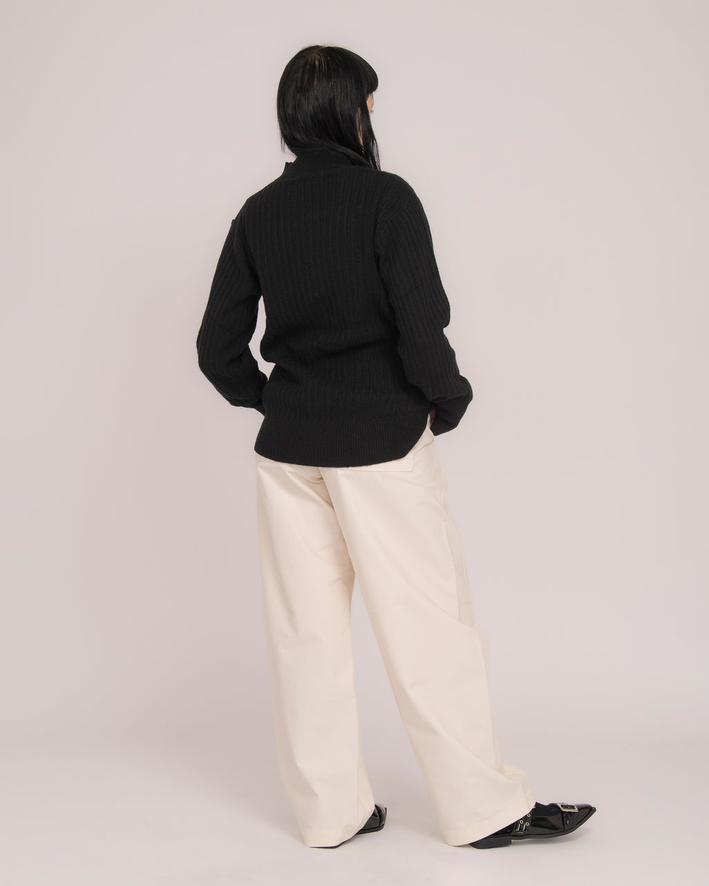 High Neck Rib Knit - Black