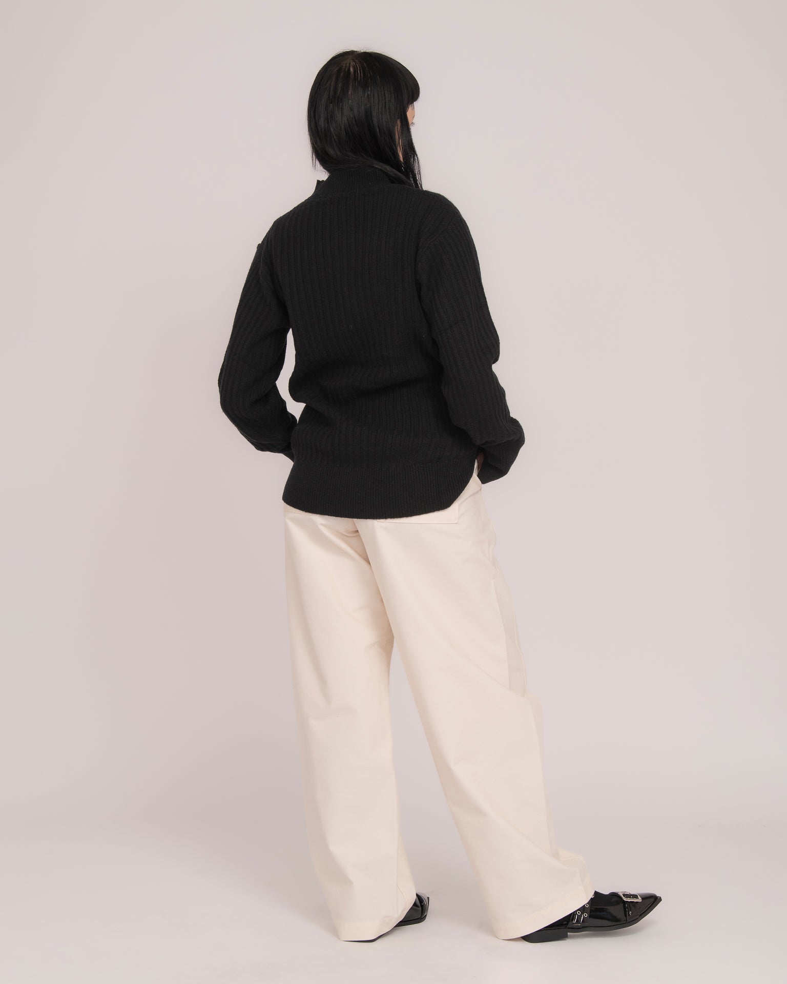 High Neck Rib Knit - Black
