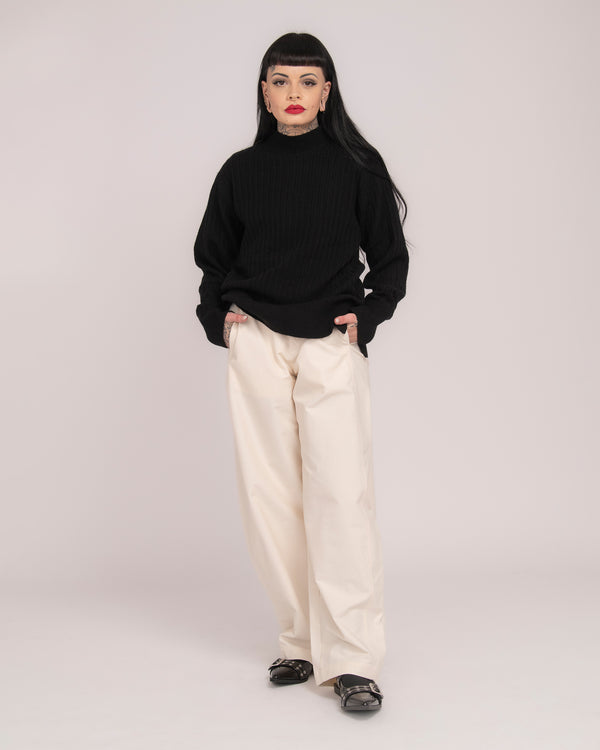 High Neck Rib Knit - Black