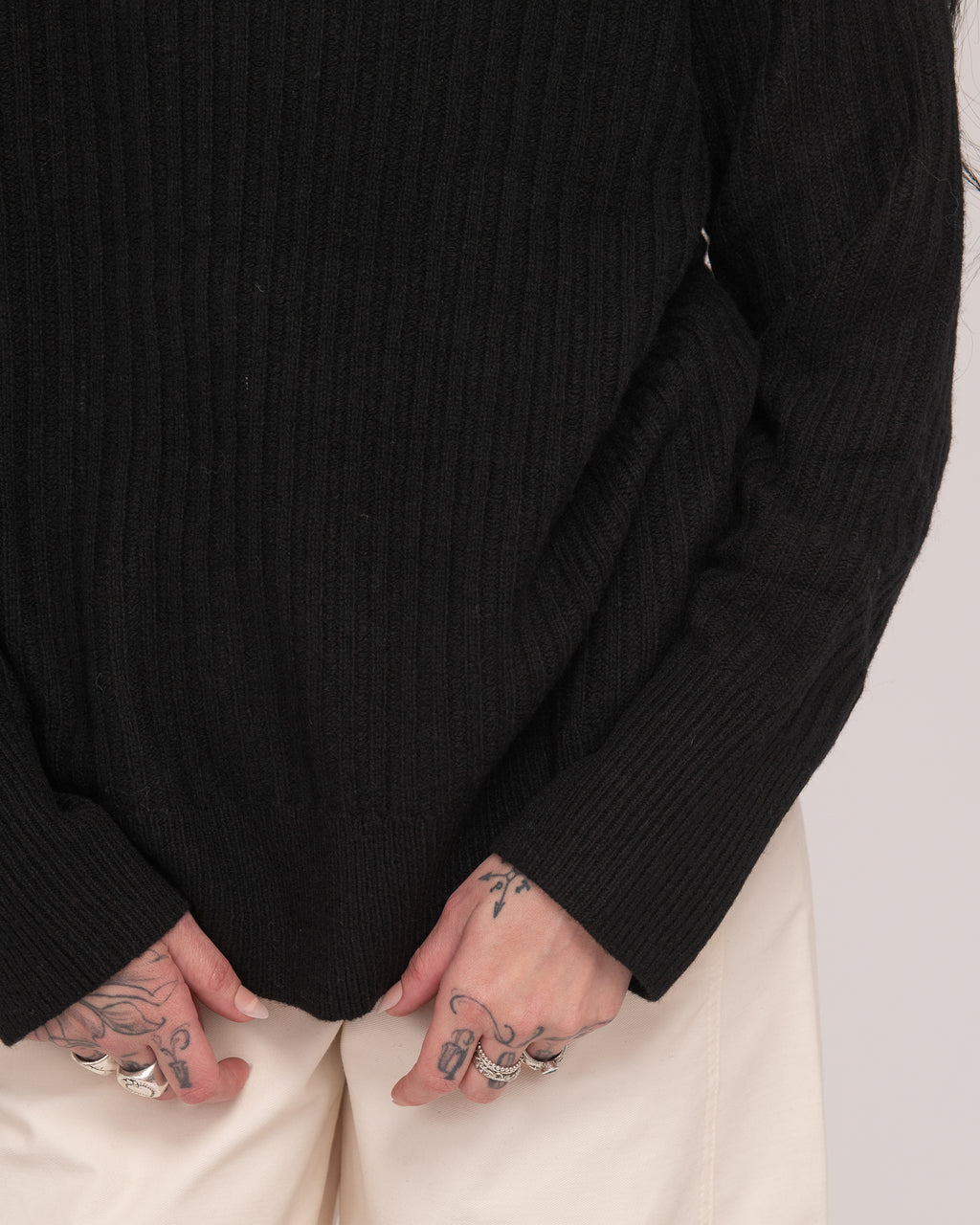 High Neck Rib Knit - Black