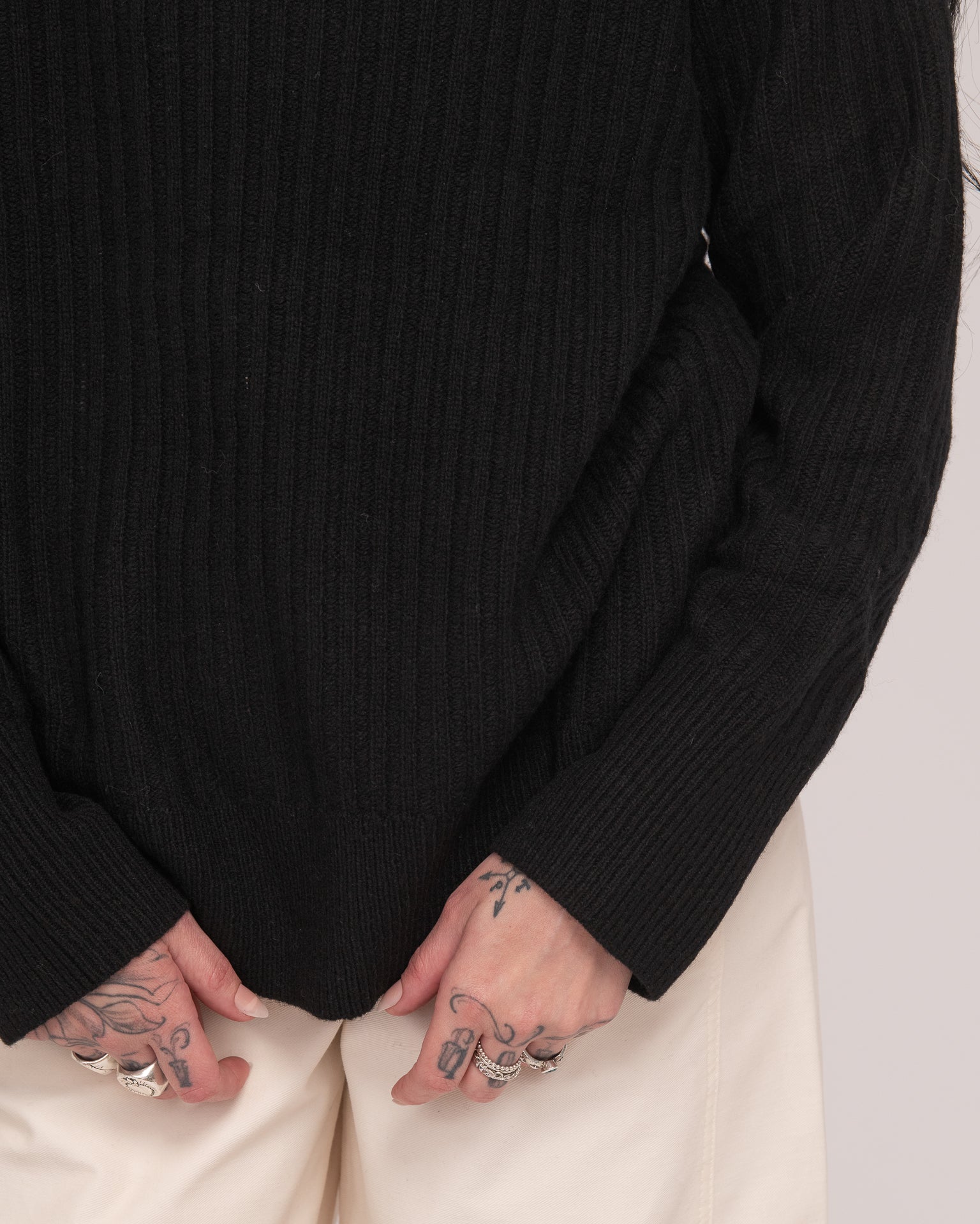 High Neck Rib Knit - Black