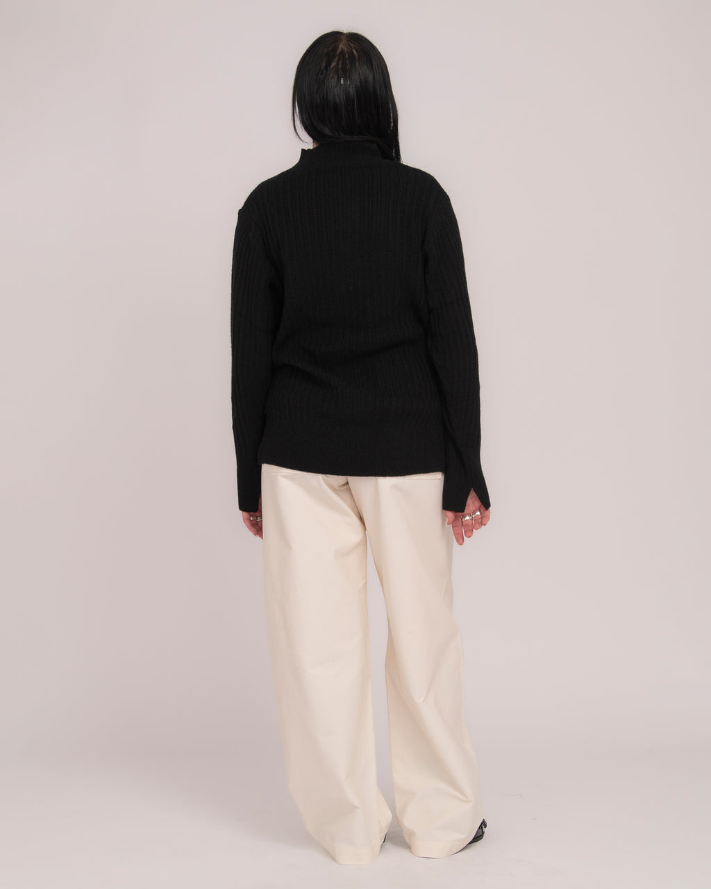 High Neck Rib Knit - Black